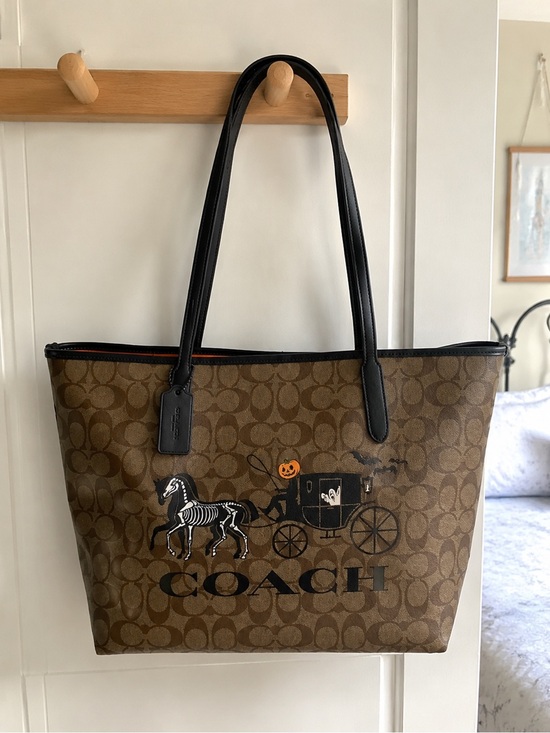 Coach Handbags - Coach Brown Signature Tote with Black Trim and Halloween Motif
